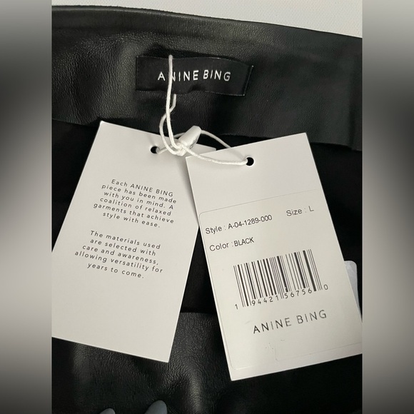 Anine Bing Black Leather Mini Skirt Biker Punk Rock Goth Sexy Large Party - Picture 3 of 8